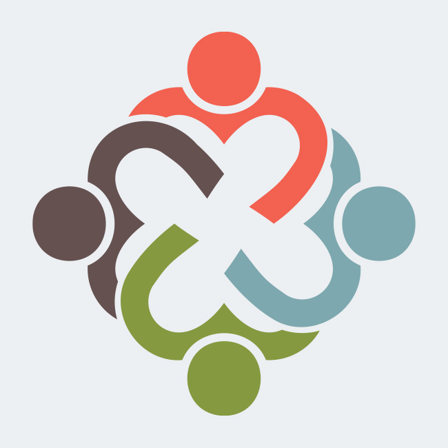 Illustrated overhead view of group of people joined together
