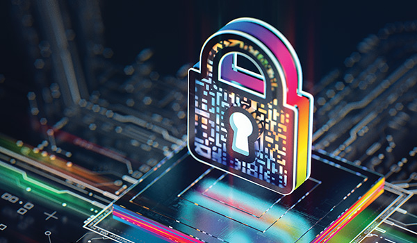 Illustration of a lock on a computer motherboard