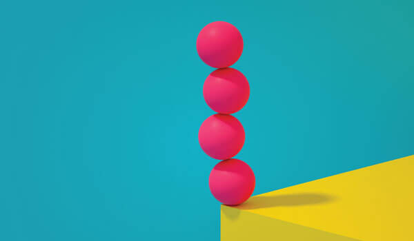 Illustration of stacked balls at the corner edge of an object